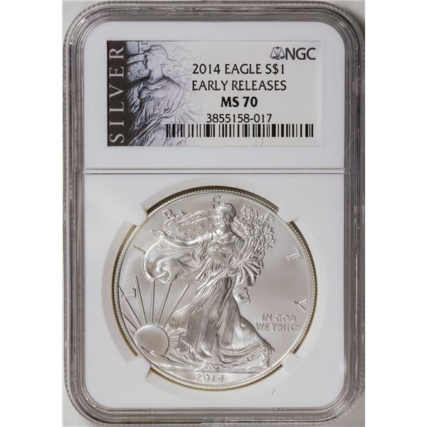 2014 American Silver Eagle .999 Fine Silver Dollar Coin NGC MS70