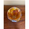 Image 2 : Vintage Iridescent "Smooth Panels" Marigold Carnival Glass Opalescent Swung Vase, Imperial Glass