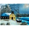 Image 2 : Nice Early Framed 26 x 22" Maritimes Painting on Reverse Glass Folk Art