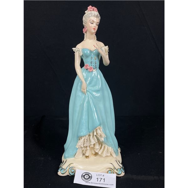 Vintage Edwina Hollywood California Potteries 11" Tall Lady in Blue Dress