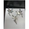 Image 2 : Beautiful Sterling Silver Fairy Earrings and Pin. Very Large Size for Earrings