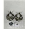 Image 2 : Beautiful 925 Sterling Silver Circle Wings Style Large Earrings, 1 3/4" x 1 3/8" width Made in Mexic