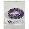Image 2 : Genuine Amethyst Large Bead Bracelet, Width 1 inch, Length Adjustable on Stretch Cord