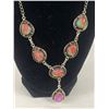 Image 2 : Vintage 925 Sterling Silver Necklace w/ 6 Large Fiery Stones, 19 inches, Just Beautiful.