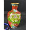 Image 2 : Lovely Vintage Cloisonne Vase w/ Vintage Hinged Cloisonne Bangle