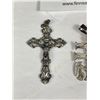 Image 2 : 3 Vintage Sterling Silver Pendant Cross's,One with Stones