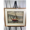 Image 1 : Vintage Original Oil Painting,Fishing Boat by Anthony 27 1/2 inch by 23 1/2 inch