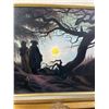 Image 2 : Original Oil Painting by S. Daly w/ Gilded Frame, Couple at Dark Sunset Scene by Tree, 21 inches by 
