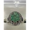 Image 2 : Beautiful 925 Sterling Silver with Emerald and White Topaz Ring Brand New, With Tag