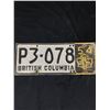 Image 2 : Pair of 1952 British Columbia License Plates with A 1954 Tag