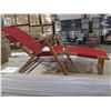 Image 3 : PAIR OF PATIOFLARE WOOD FRAMED RED FABRIC BEACH CHAIRS WITH LEG RESTS