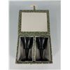 Image 2 : Vintage Blessing Cut Spinach Jade Chalices in Original Case 3.5" Tall