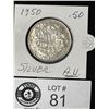 Image 1 : 1950 Canadian Silver 50 Cent Coin in Holder