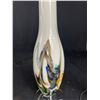 Image 2 : End of the Day White and Multi Glass Encased in Clear 9" Ruffle Vase & Confetti Art Glass, Hand Blow