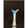 Image 2 : Calla Lilly Jack in The Pulpit Vase Art Glass Approx 11.3/4" Tall Blue with Clear Case