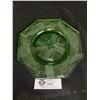 Image 1 : Depression Uranium Green Glass Octagon Plate 7.5" Like a Webbing Pattern. Nice Glow