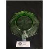 Image 2 : Depression Uranium Green Glass Octagon Plate 7.5" Like a Webbing Pattern. Nice Glow