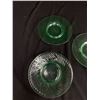 Image 2 : 3 Depression Uranium Green Glass Spiral Swirl to Left 8" Lunch Plates. Well Loved, Amazing Glow