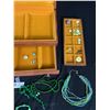 Image 2 : Dove Tailed Wood Jewelry Box with Contents Including Wild Tribe Necklaces.