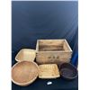 Image 1 : Chinese Wooden Crate Labelled WAH CHUN Filled with Assorted Wicker Baskets