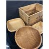 Image 2 : Chinese Wooden Crate Labelled WAH CHUN Filled with Assorted Wicker Baskets