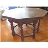 Image 2 : Antique Wooden Octagonal Table w/ Carved Accents 49" x 49" x 30"