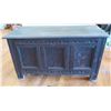 Image 1 : Wooden Chest w/ Carved Details & Hinged Top Lid 46" x 20" x 25"