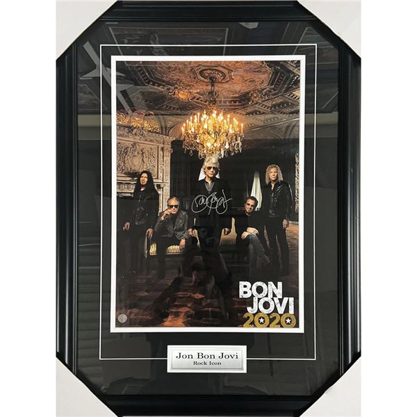 Jon Bon Jovi Framed Autographed 12X18 Photo (Frozen Pond)