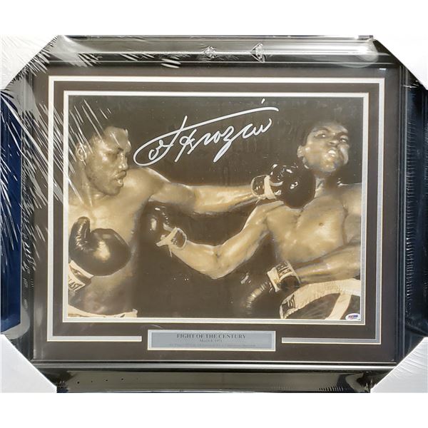 Joe Frazier Autographed Framed 16x20 Photo Fight Of The Century vs. Ali (PSA/DNA)