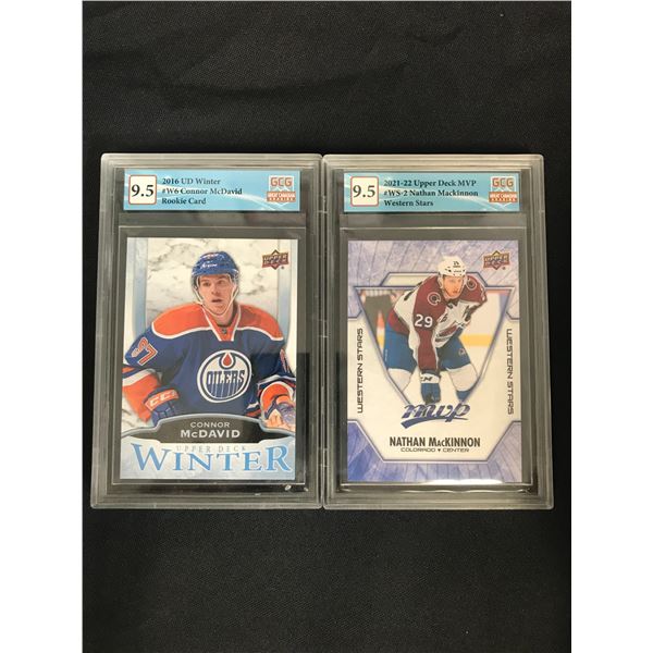 GCG HIGH GRADE HOCKEY CARD LOT (MCDAVID, MACKINNON) GCG 9.5