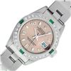 Image 1 : Rolex Ladies Stainless Steel Salmon Arabic Diamond and Emerald Datejust Wristwatch
