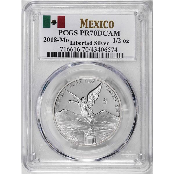 2018-Mo Mexico Proof 1/2 oz Silver Libertad Coin PCGS PR70DCAM