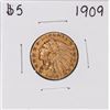 Image 1 : 1909 $5 Indian Head Half Eagle Gold Coin
