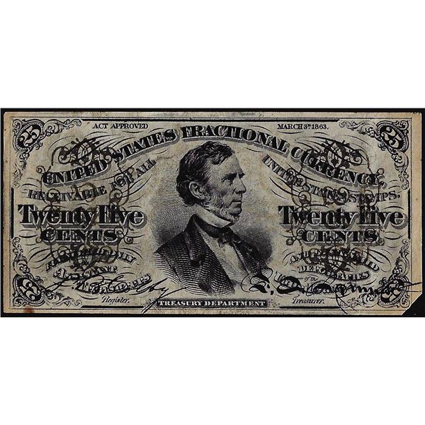 March 3, 1863 Third Issue Twenty-Five Cents Fractional Currency Note Missing Corner