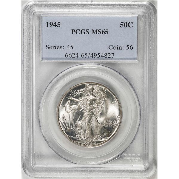 1945 Walking Liberty Half Dollar Coin PCGS MS65