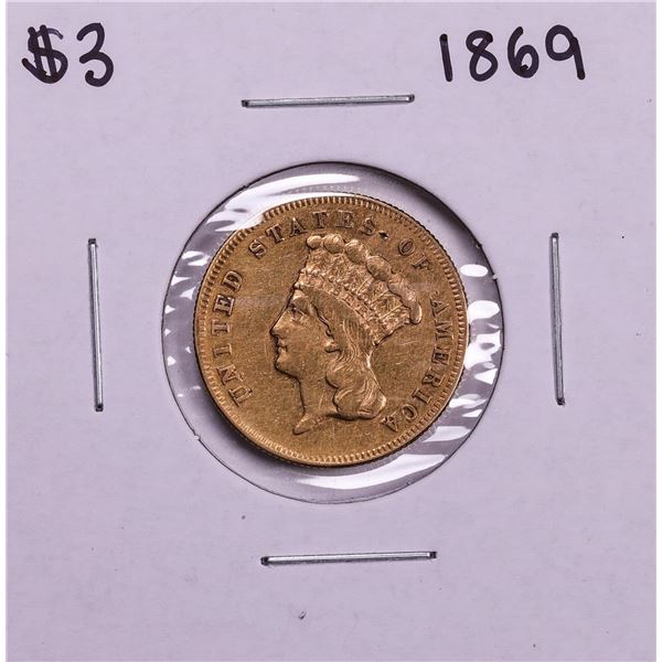 1869 $3 Indian Princess Head Gold Coin