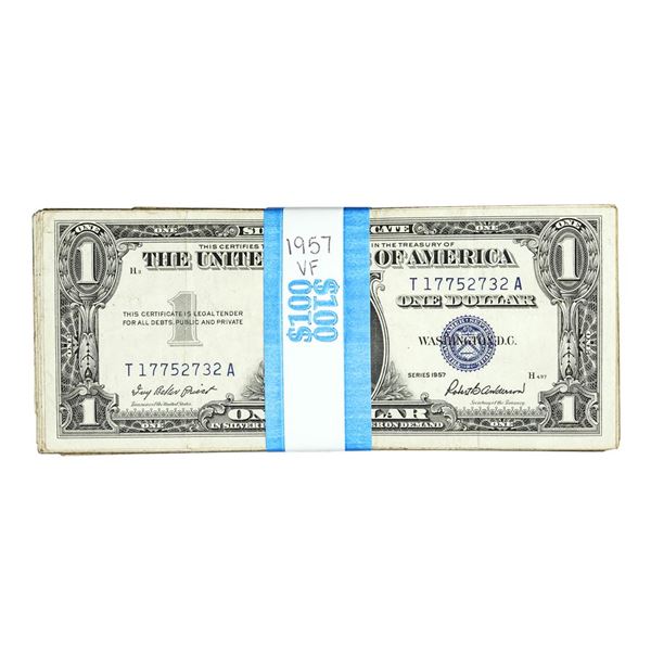 Lot of (100) 1957 $1 Silver Certificate Notes - Very Fine