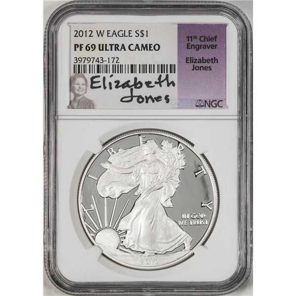 2012-W $1 Proof American Silver Eagle Coin NGC PF69 Ultra Cameo E. Jones Signature