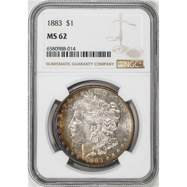 1883 $1 Morgan Silver Dollar Coin NGC MS62 Amazing Toning