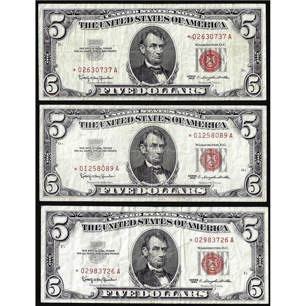 Lot of (3) 1963 $5 Legal Tender Star Notes