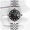 Image 2 : Rolex Men's Stainless Steel Diamond and Ruby Datejust Wristwatch with Rolex Box