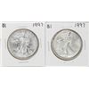 Image 1 : Lot of (2) 1997 $1 American Silver Eagle Coins