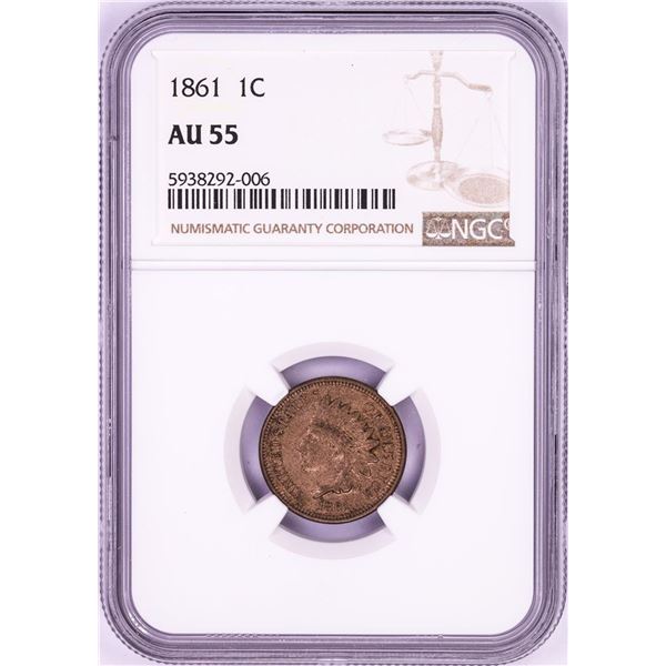 1861 Indian Head Cent Coin NGC AU55