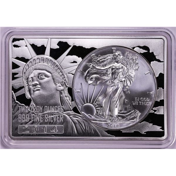 2014 $1 American Silver Eagle Coin & 2oz Silver Bar Set