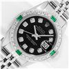 Image 1 : Rolex Ladies Stainless Steel Diamond and Emerald Datejust Wristwatch