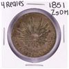 Image 1 : 1851 ZsOM Mexico 4 Reales Silver Coin