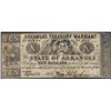 Image 1 : 1862 $10 Arkansas Treasury Warrant Little Rock, AR Obsolete Note