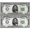 Image 1 : Lot of (2) 1928B $5 Federal Reserve Notes San Francisco