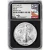 Image 1 : 2019 $1 American Silver Eagle Coin NGC MS70 Mercanti Signature First Day of Issue