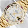 Image 1 : Rolex Ladies 18K Yellow Gold MOP Diamond & Ruby President Datejust Wristwatch